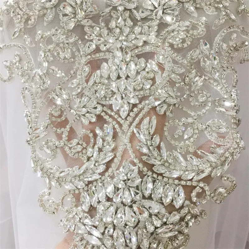 1 Piece / 2 COLORS / Bridal Wedding Party Rhinestone Bridal Beaded Glitter Full Body Applique