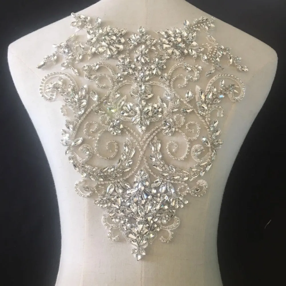 1 Piece / 2 COLORS / Bridal Wedding Party Rhinestone Bridal Beaded Glitter Full Body Applique