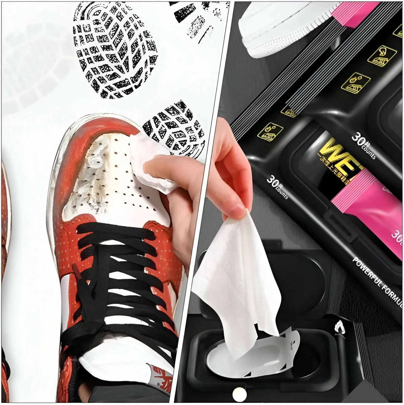 80-Piece Disposable Shoe Cleaner Wet Wipes