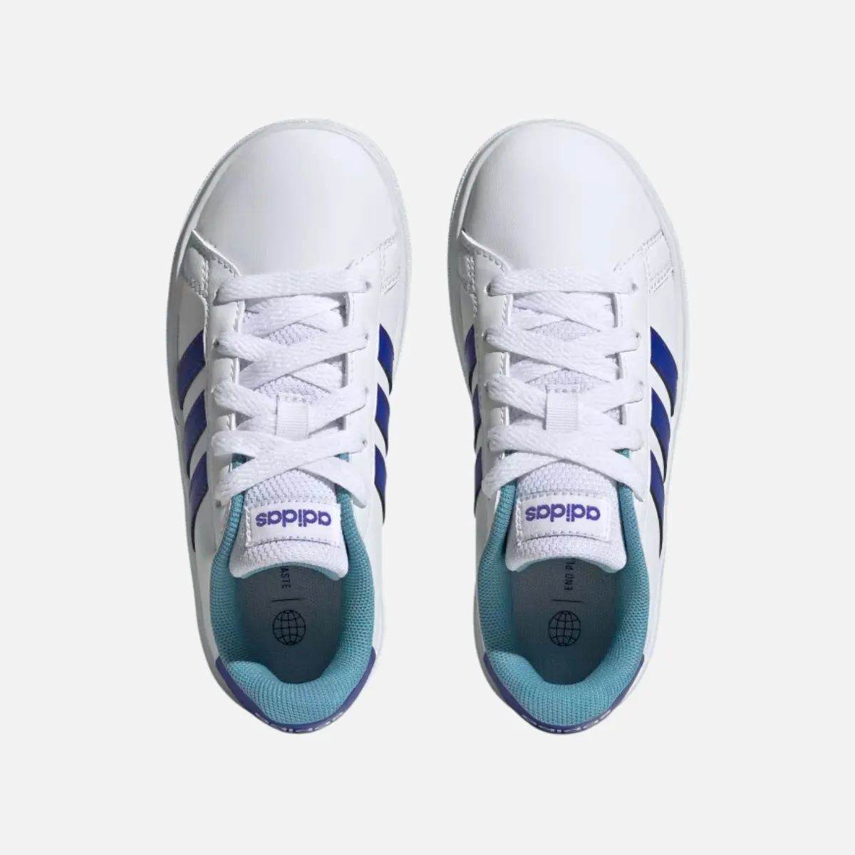 Adidas GRAND COURT 2.0 Kids Unisex Shoes BOY AND GIRL (15 YEAR)-Cloud White/Lucid Blue/Preloved Blue