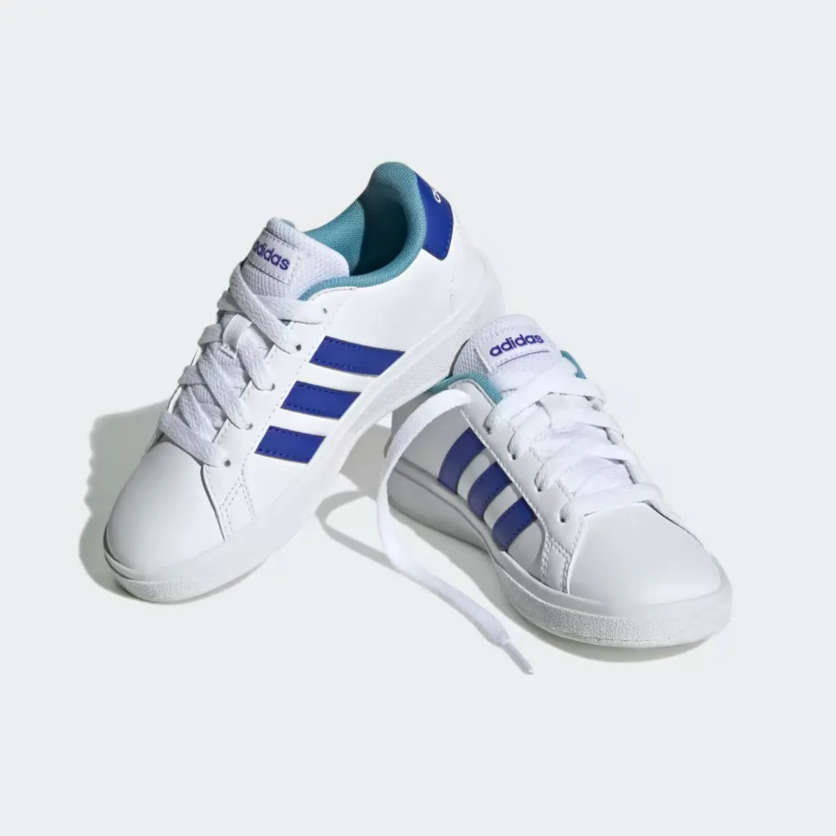 Adidas GRAND COURT 2.0 Kids Unisex Shoes BOY AND GIRL (15 YEAR)-Cloud White/Lucid Blue/Preloved Blue