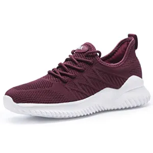 Akk Non Slip Walking Shoes for Women - Slip on Sneakers Lightweight Fashion Casual Tennis Shoes WineRed 10.5
