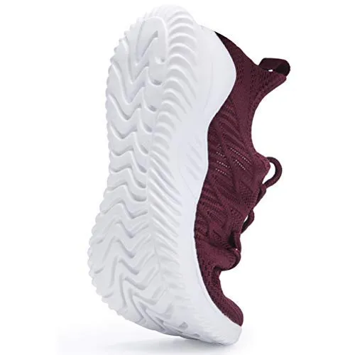 Akk Non Slip Walking Shoes for Women - Slip on Sneakers Lightweight Fashion Casual Tennis Shoes WineRed 10.5