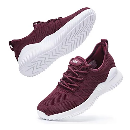 Akk Non Slip Walking Shoes for Women - Slip on Sneakers Lightweight Fashion Casual Tennis Shoes WineRed 10.5