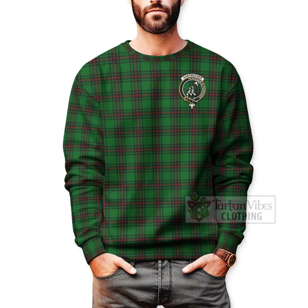 Anstruther Tartan Sweatshirt with Family Crest Celtic Skull Style