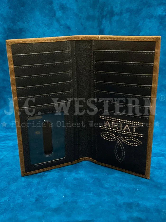 Ariat A3561244 Mens Rodeo Scrolling Embossed Wallet Medium Brown Bark