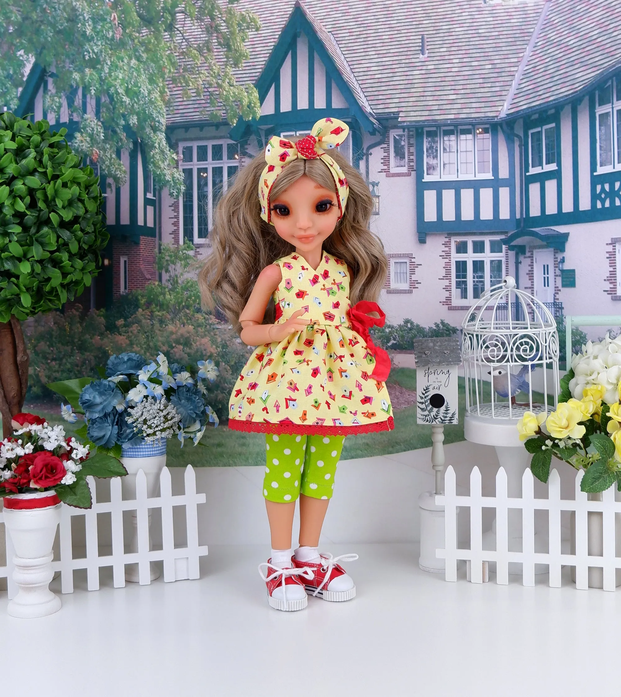 Ava's Birdhouse - wrap top & leggings with tennis shoes for Ava doll