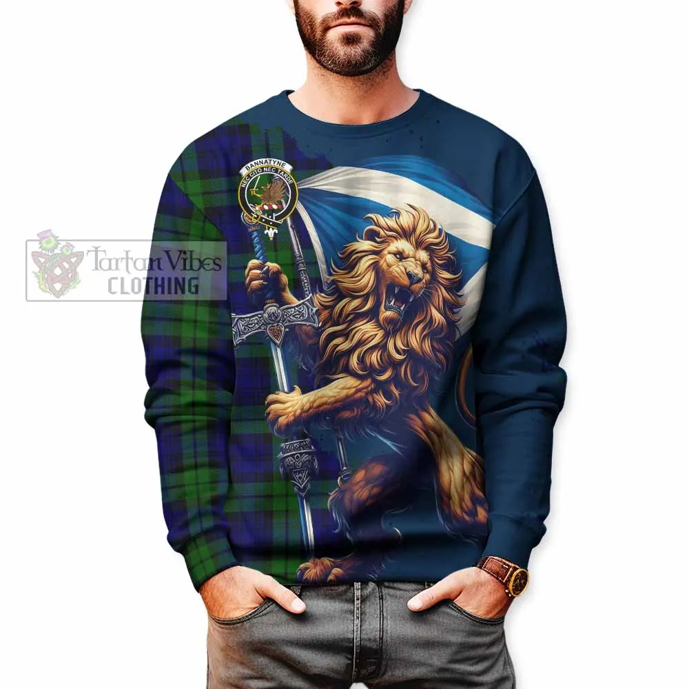 Bannatyne Tartan Family Crest Sweatshirt with Scottish Majestic Lion