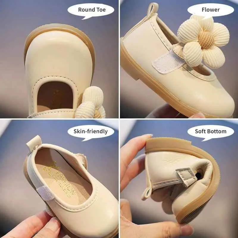 Beautiful Flower Toddler Leather Casual Shoes for Baby Girls (TH338)