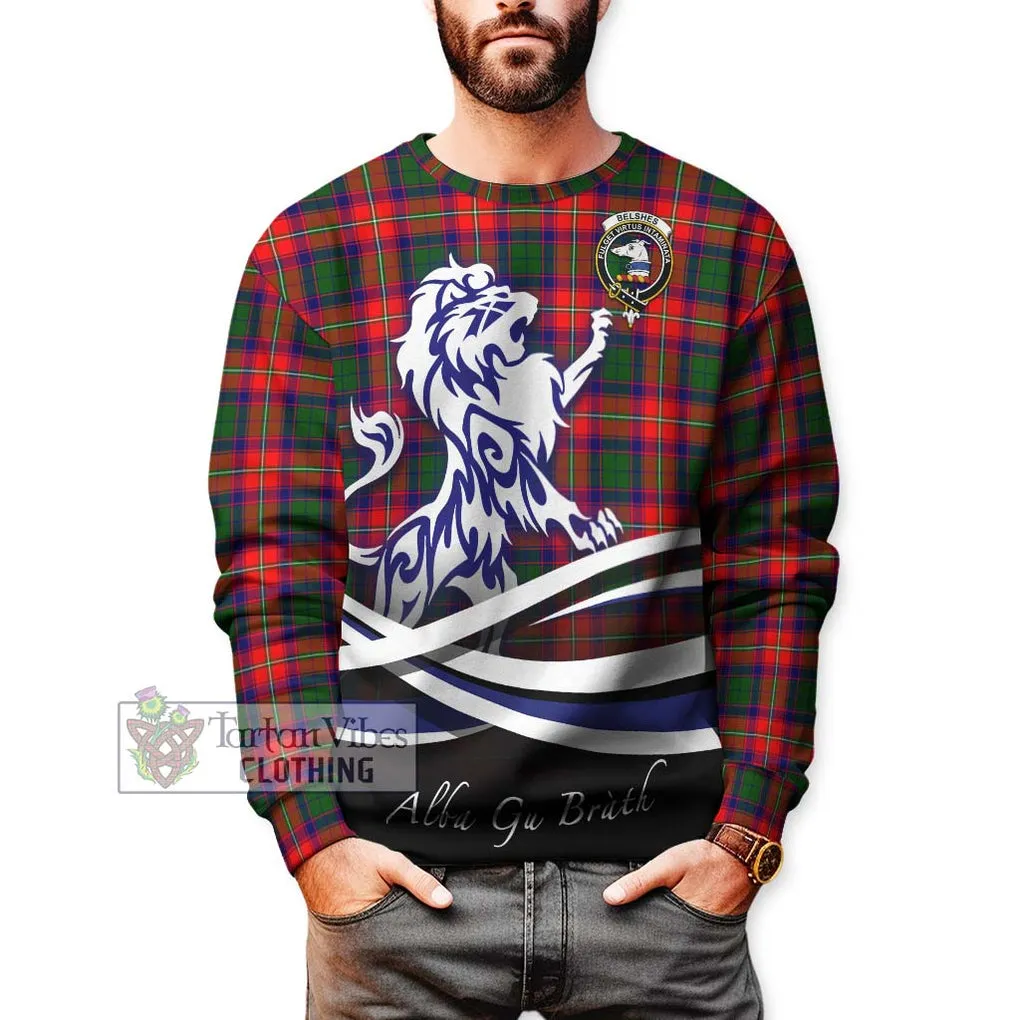 Belshes Tartan Sweatshirt with Alba Gu Brath Regal Lion Emblem