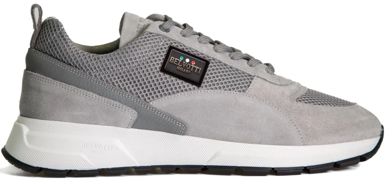 Belvotti Causio Grey White Premium Mens Suede Trainers
