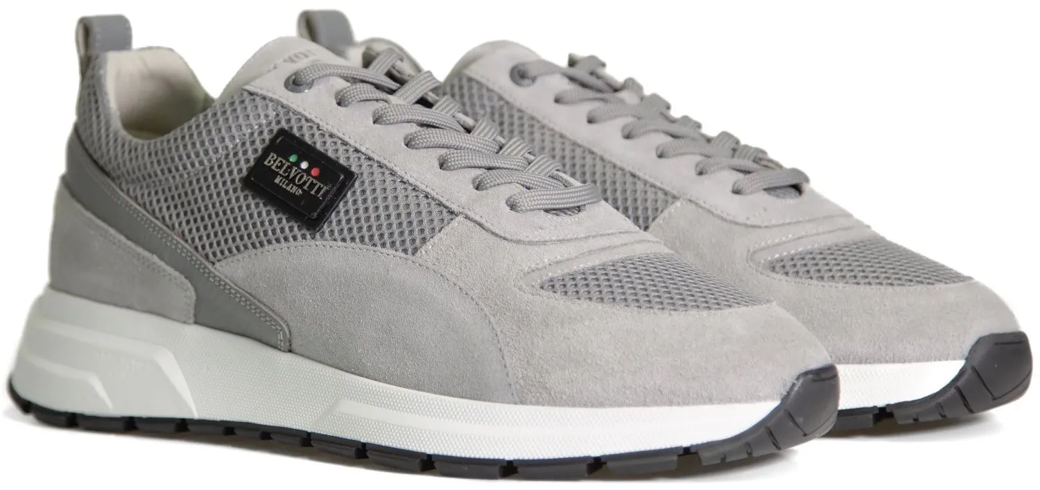 Belvotti Causio Grey White Premium Mens Suede Trainers