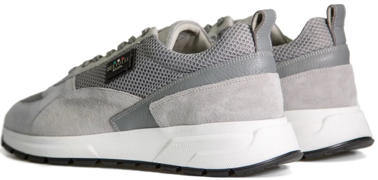Belvotti Causio Grey White Premium Mens Suede Trainers