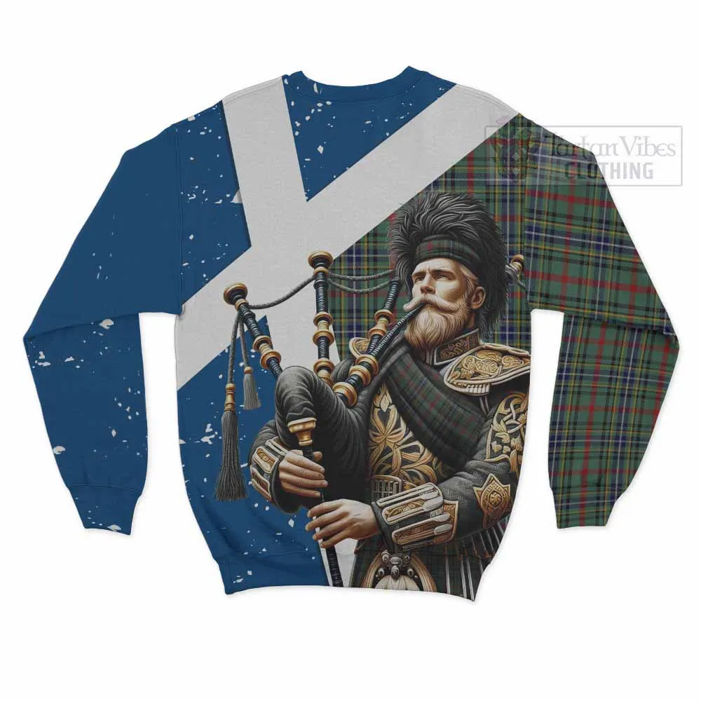 Bisset Tartan Sweatshirt with Family Crest Scottish Bagpiper Vibes