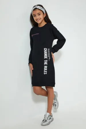 Black Slogan Long Sweatshirt