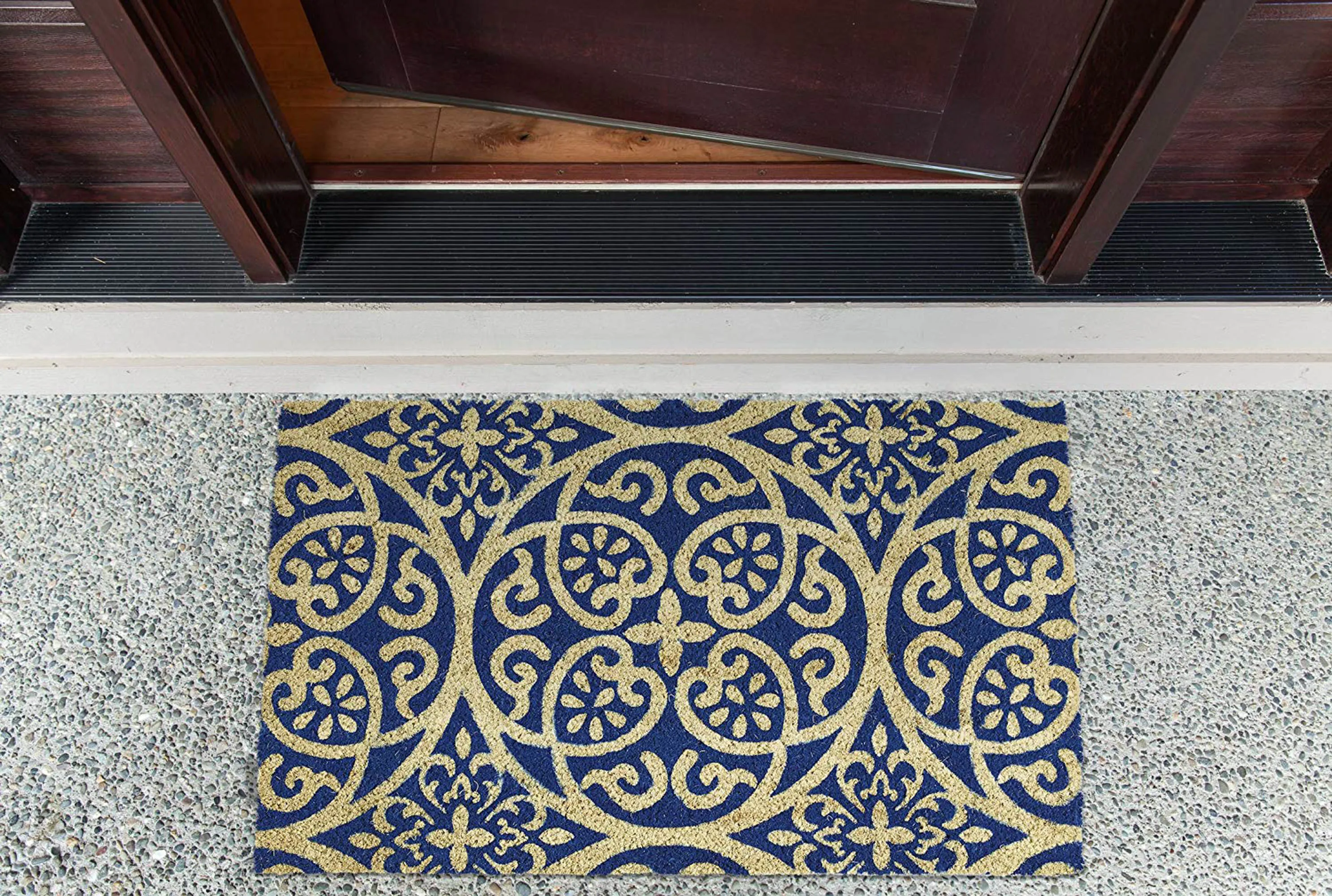 Blue Tunisia Scroll Doormat