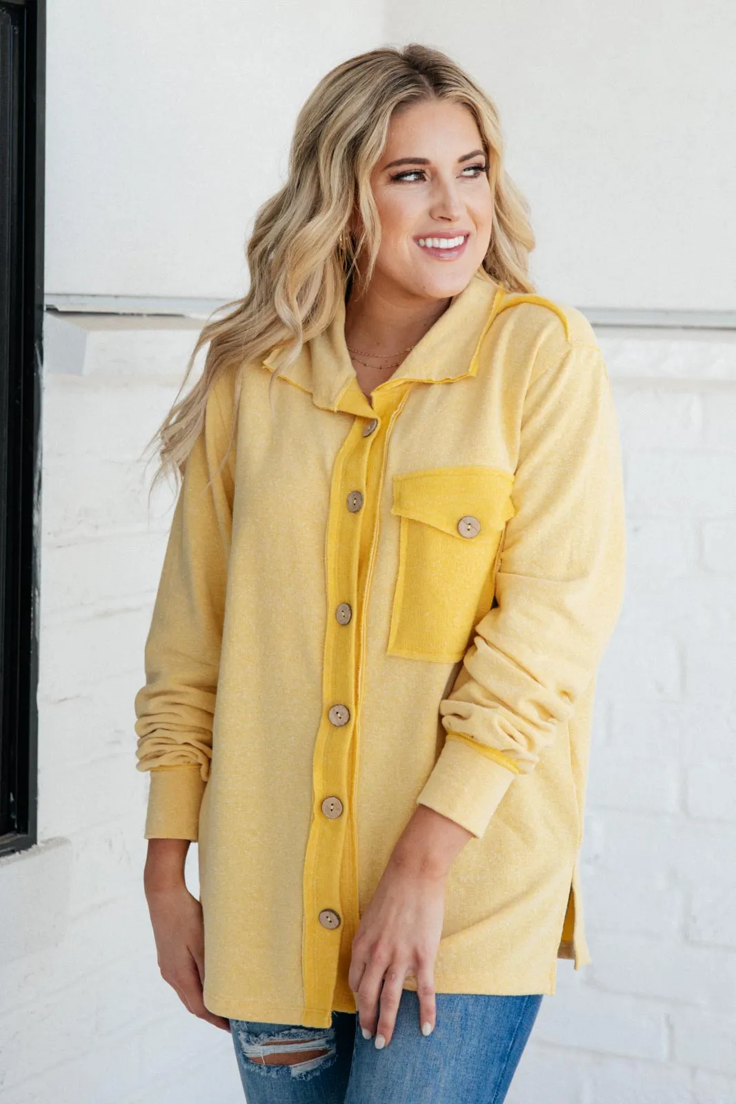 Borrowed From My Boyfriend Jacket in Yellow- 8/5/2021
