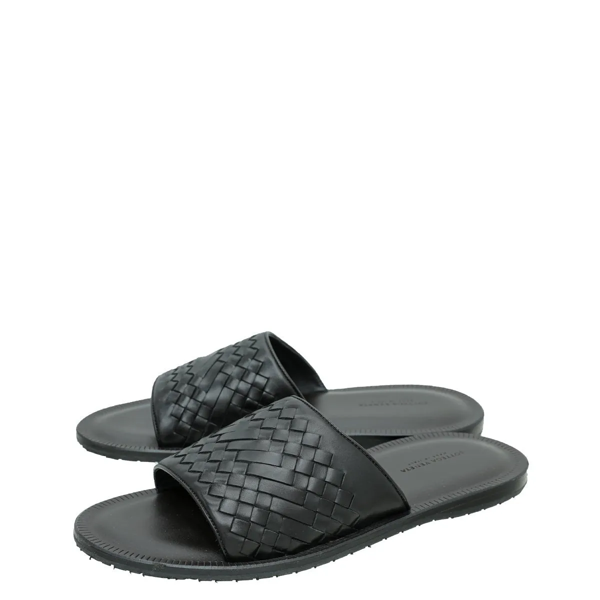 Bottega Veneta Black Intrecciato Slide Sandal 43