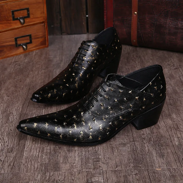 British men's leather European version of men's shoes Korean version of business lace-up increased pointed men's shoes high-heeled shoes 37 yards