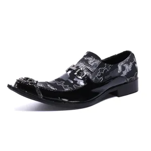Brock engraved men's shoes business leather British business dress leather shoes men's black bright leather trendy Oxford shoes casual