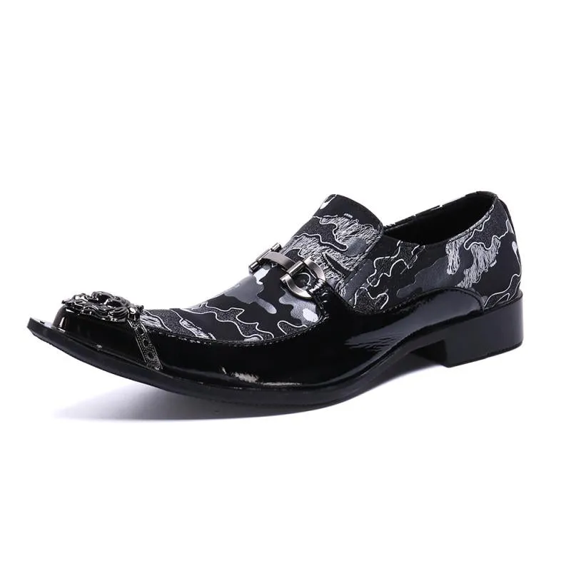 Brock engraved men's shoes business leather British business dress leather shoes men's black bright leather trendy Oxford shoes casual