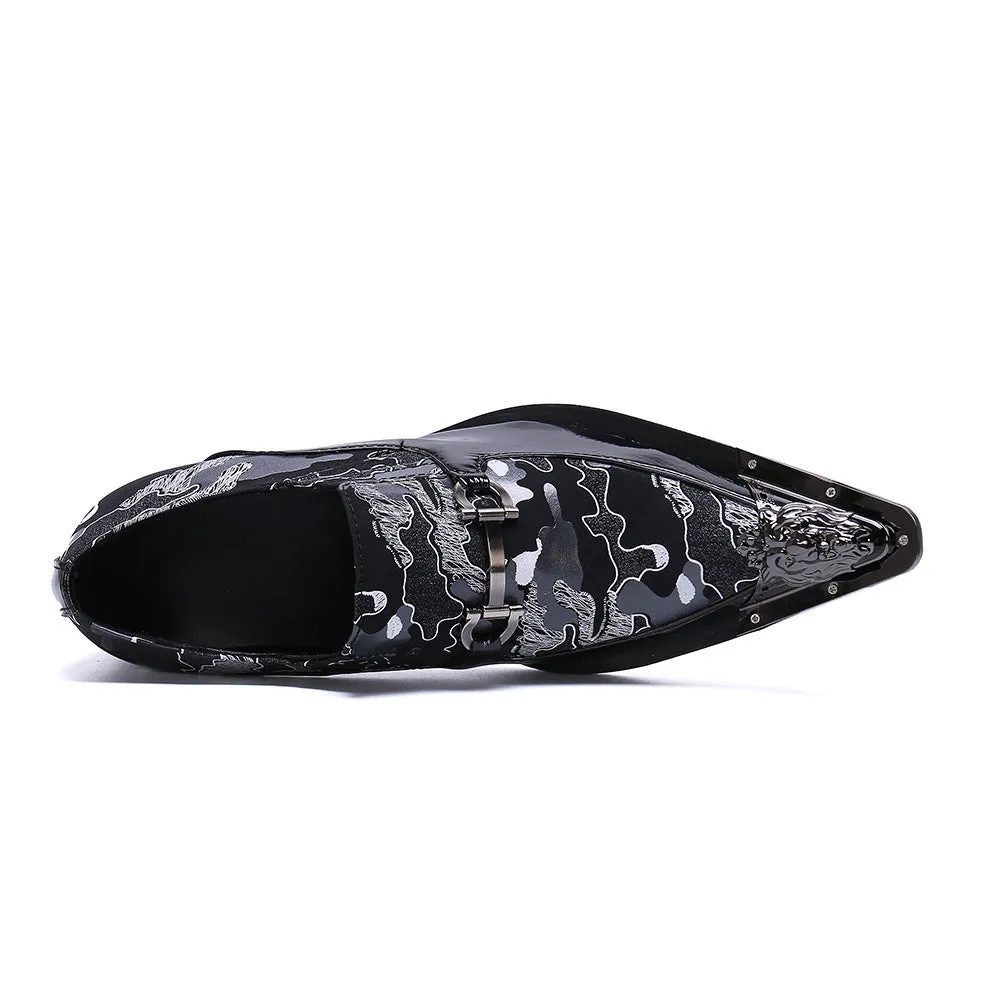 Brock engraved men's shoes business leather British business dress leather shoes men's black bright leather trendy Oxford shoes casual