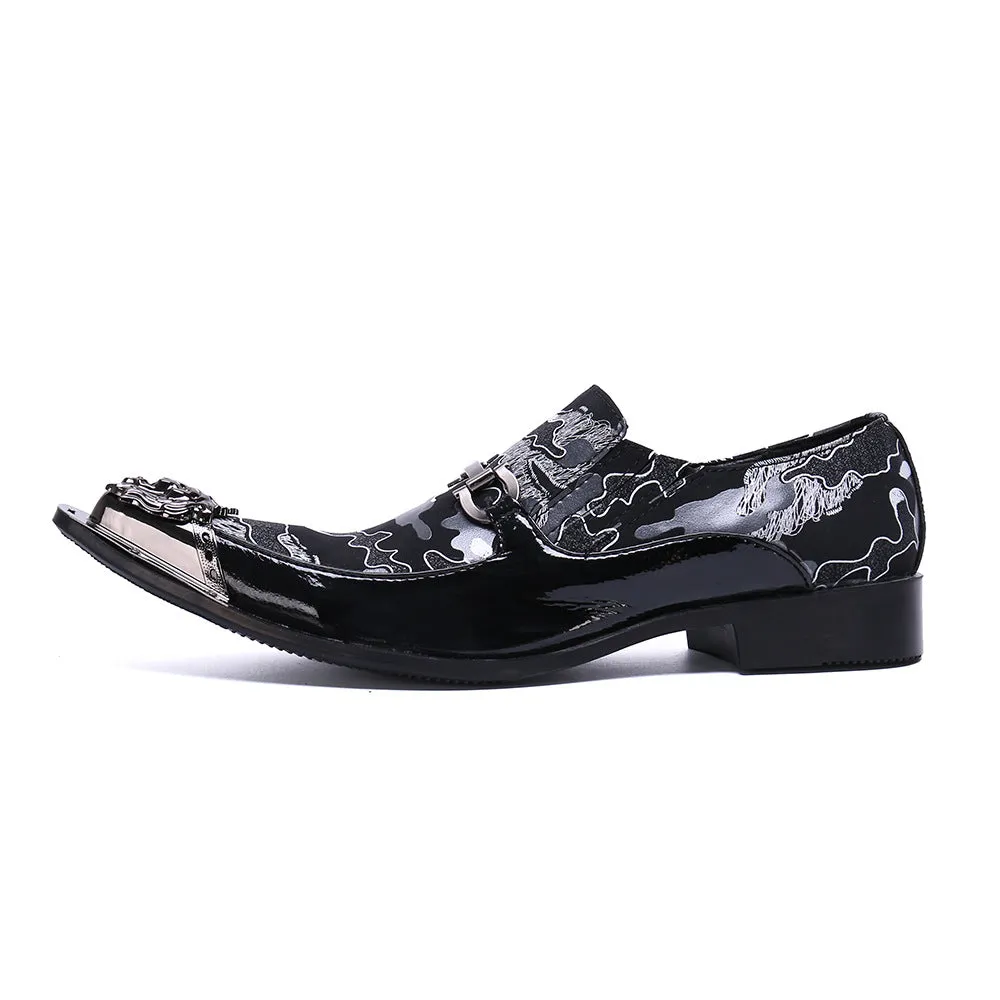 Brock engraved men's shoes business leather British business dress leather shoes men's black bright leather trendy Oxford shoes casual