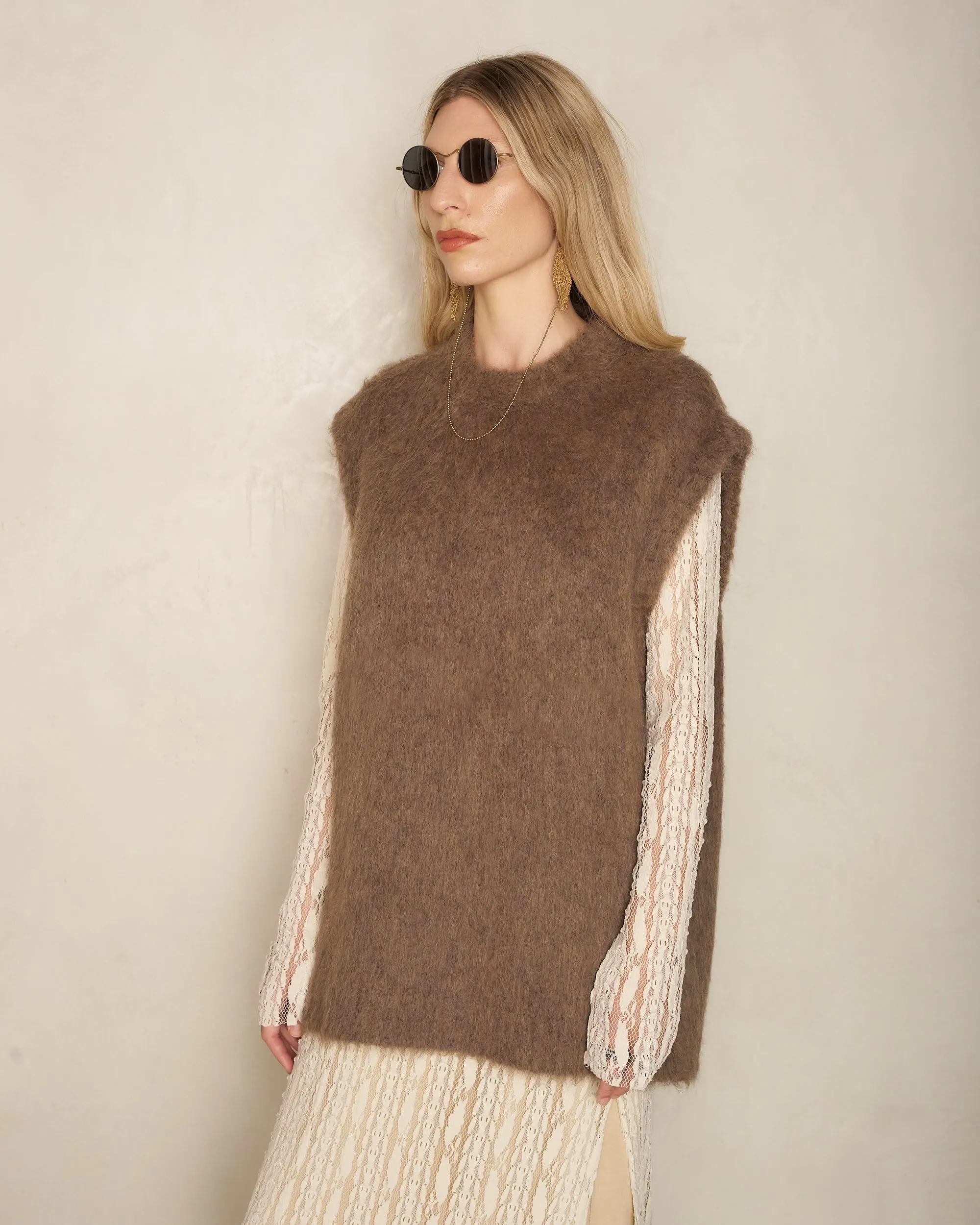 Brown Round Neck Jumper