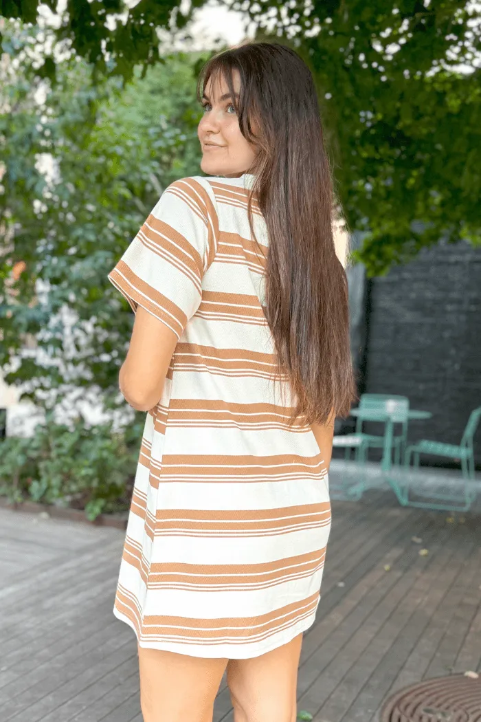 Brown Striped Tee Dress