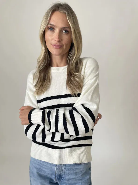 Carleigh Striped Sweater White/Black