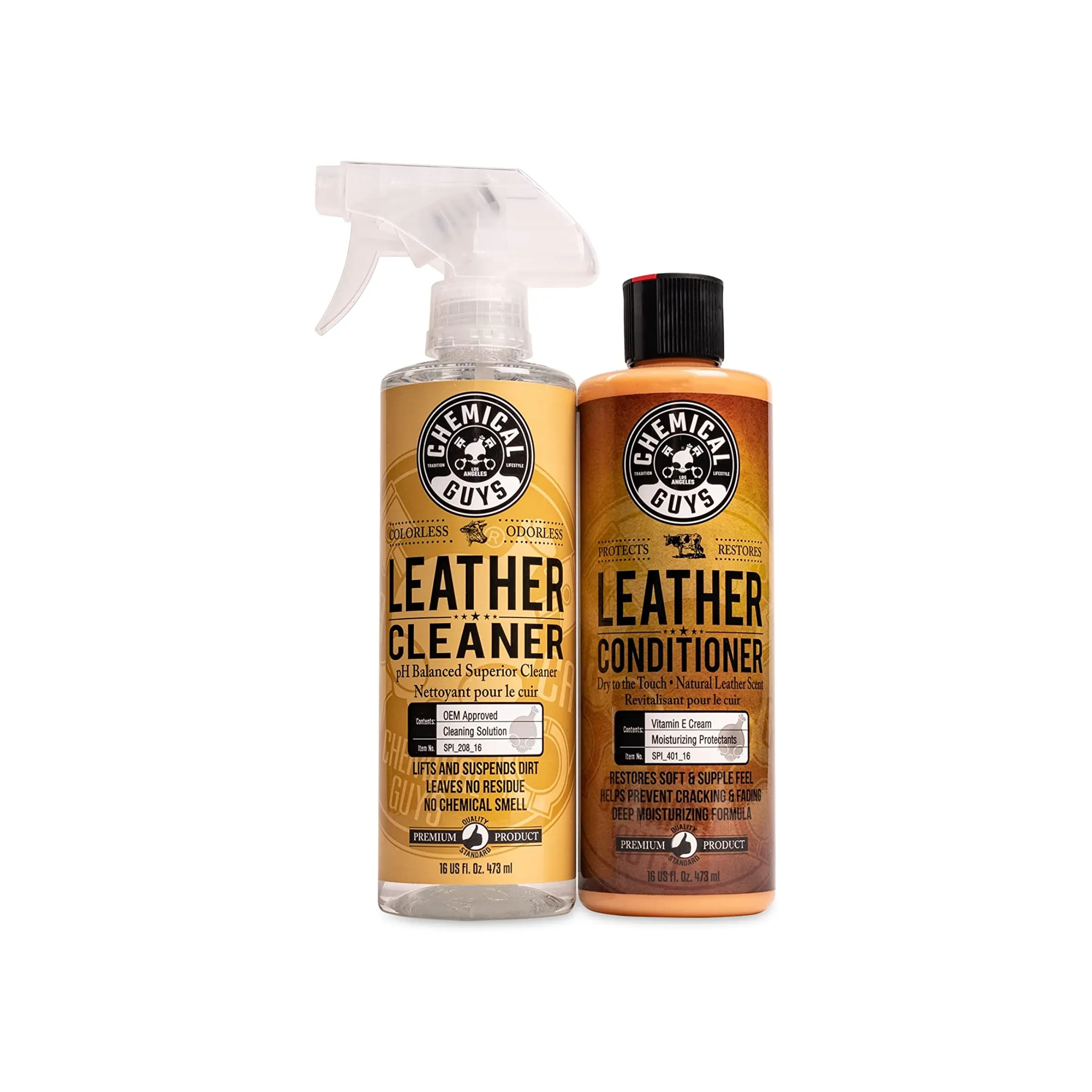 Chemical Guys SPI_109_16 Leather Cleaner and Leather Conditioner Kit, 16 fl oz Bottles (pack of 2)