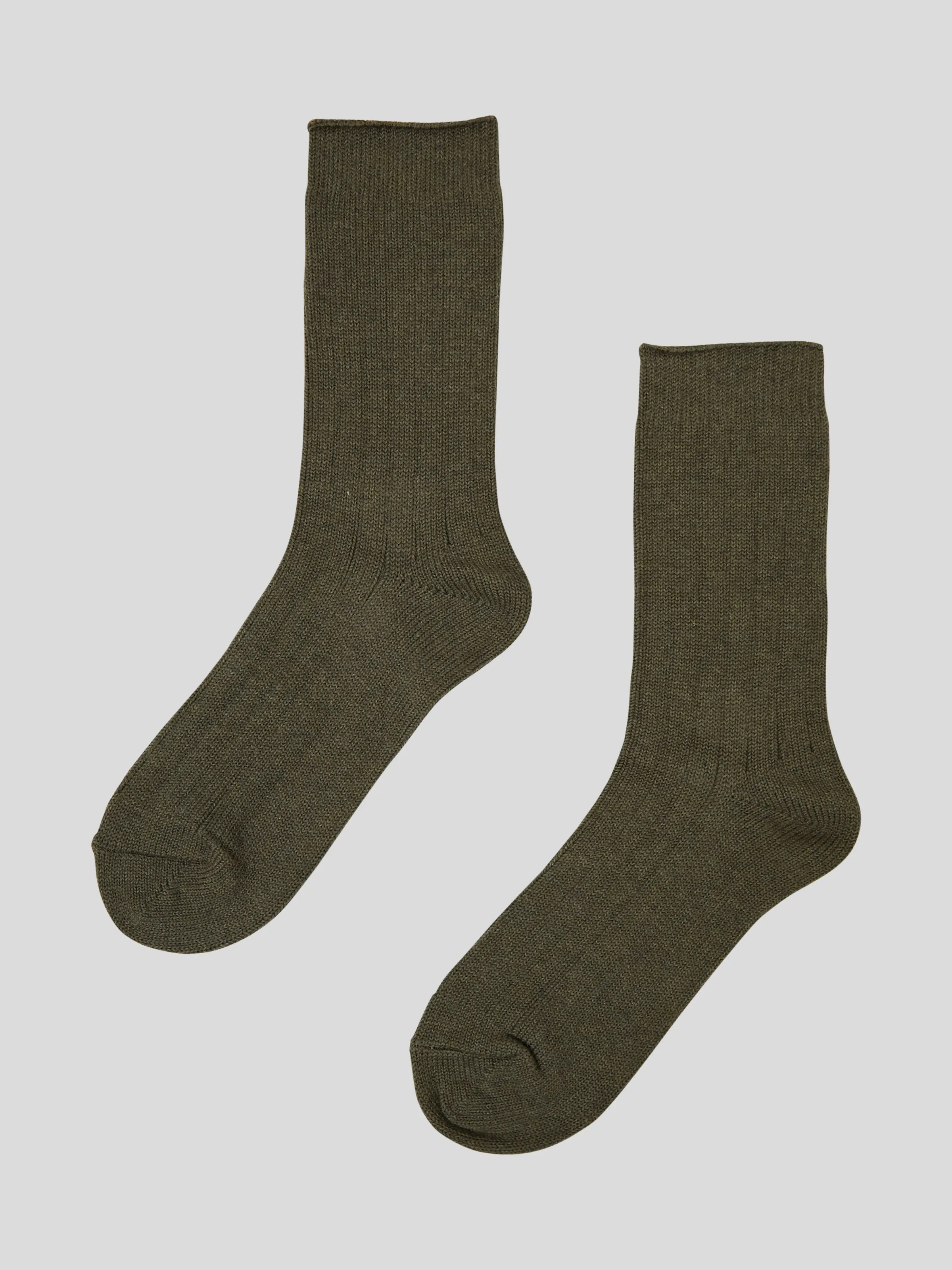 Cotton Cashmere Men's Socks Pair in Olive