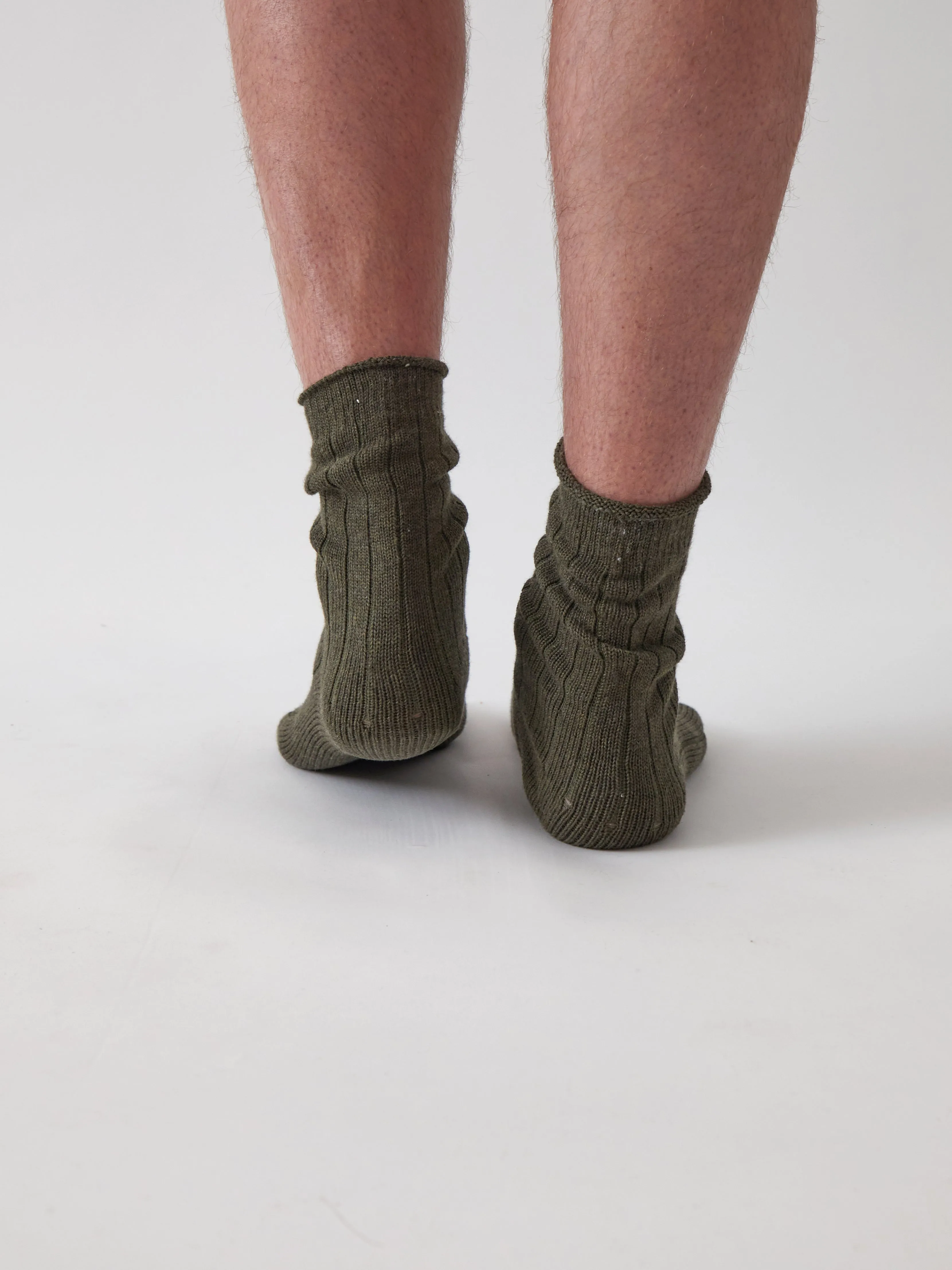 Cotton Cashmere Men's Socks Pair in Olive