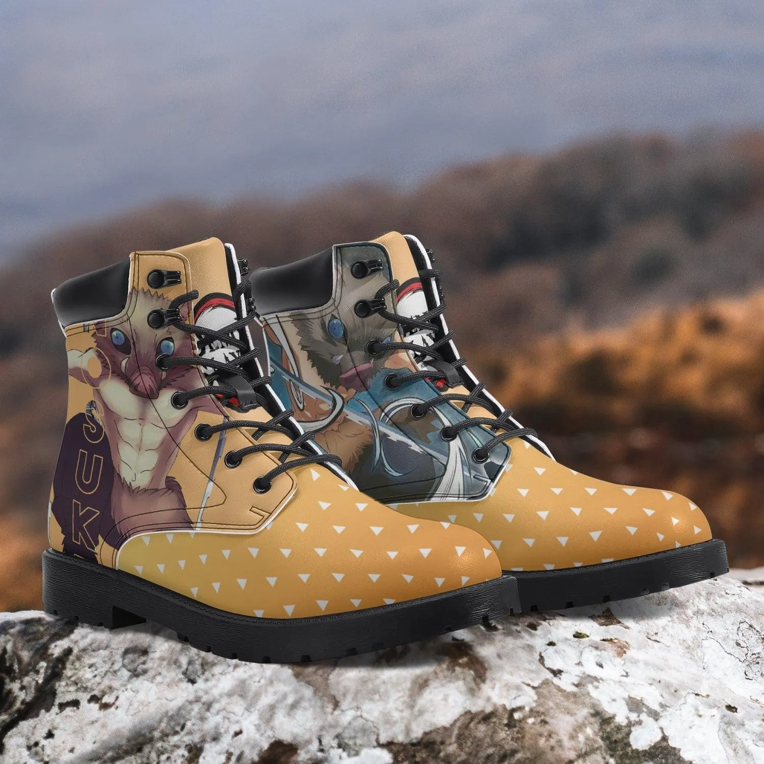 Demon Slayer Hashibira Inosuke Casual Leather Boots Anime Shoes