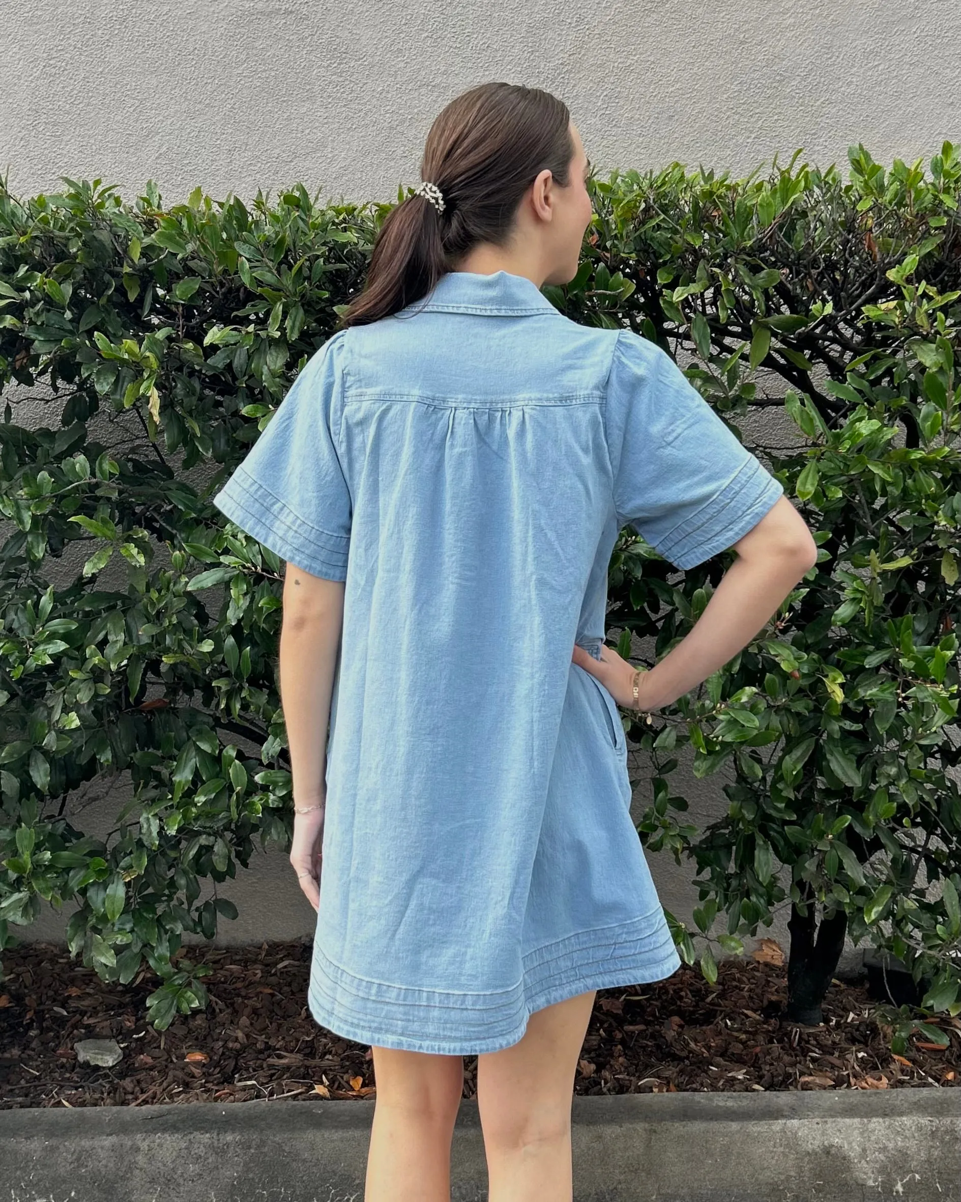 Denim Mini Dress - Light Denim - FINAL SALE