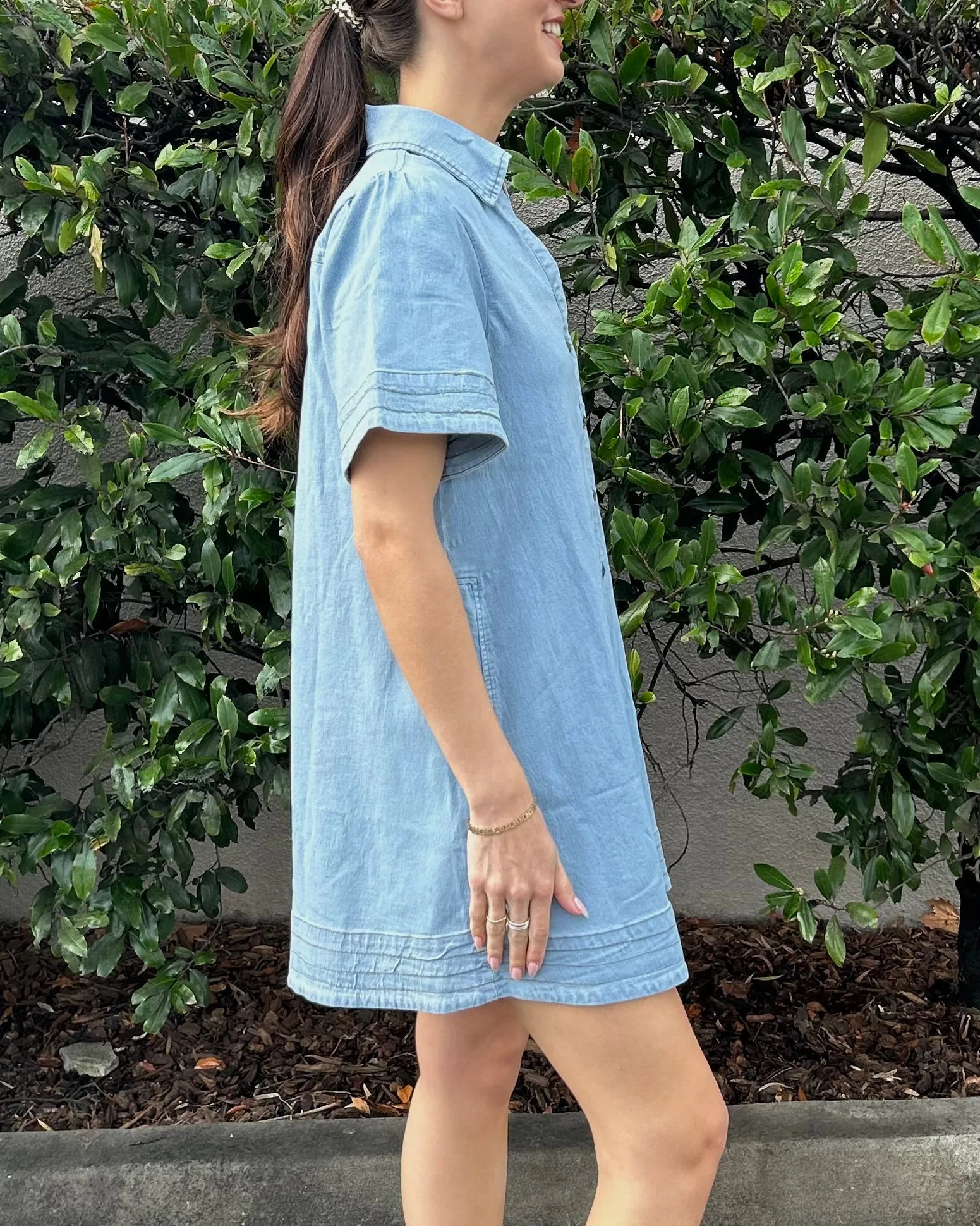 Denim Mini Dress - Light Denim - FINAL SALE