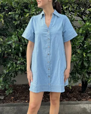 Denim Mini Dress - Light Denim - FINAL SALE