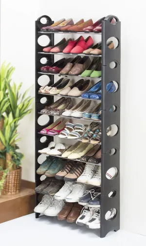 Detachable Free-Standing 10-Tier Shoe Rack | Space-Saving Storage for 30 Pairs