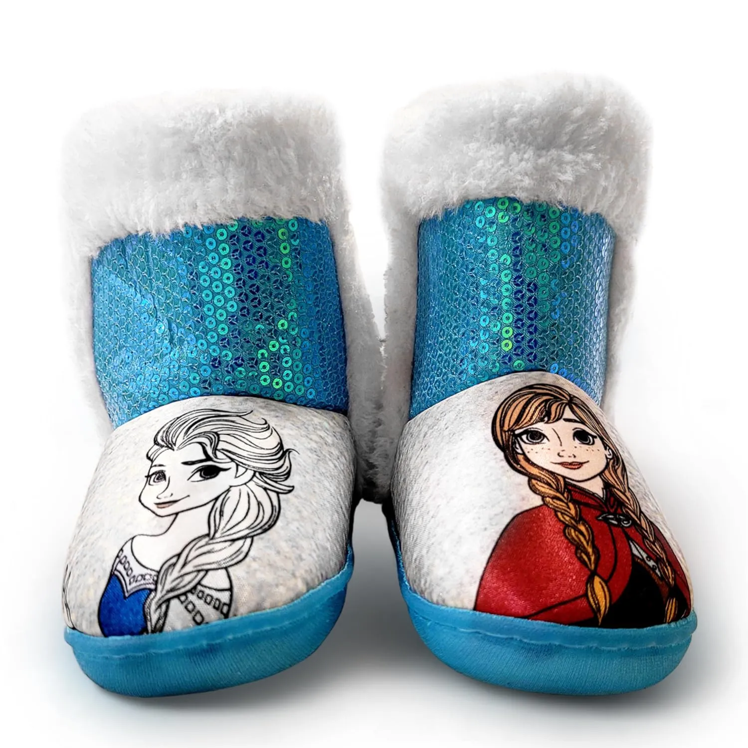 Disney Frozen Anna & Elsa Blue Girl's Lighted Slipper Boots (Toddler)