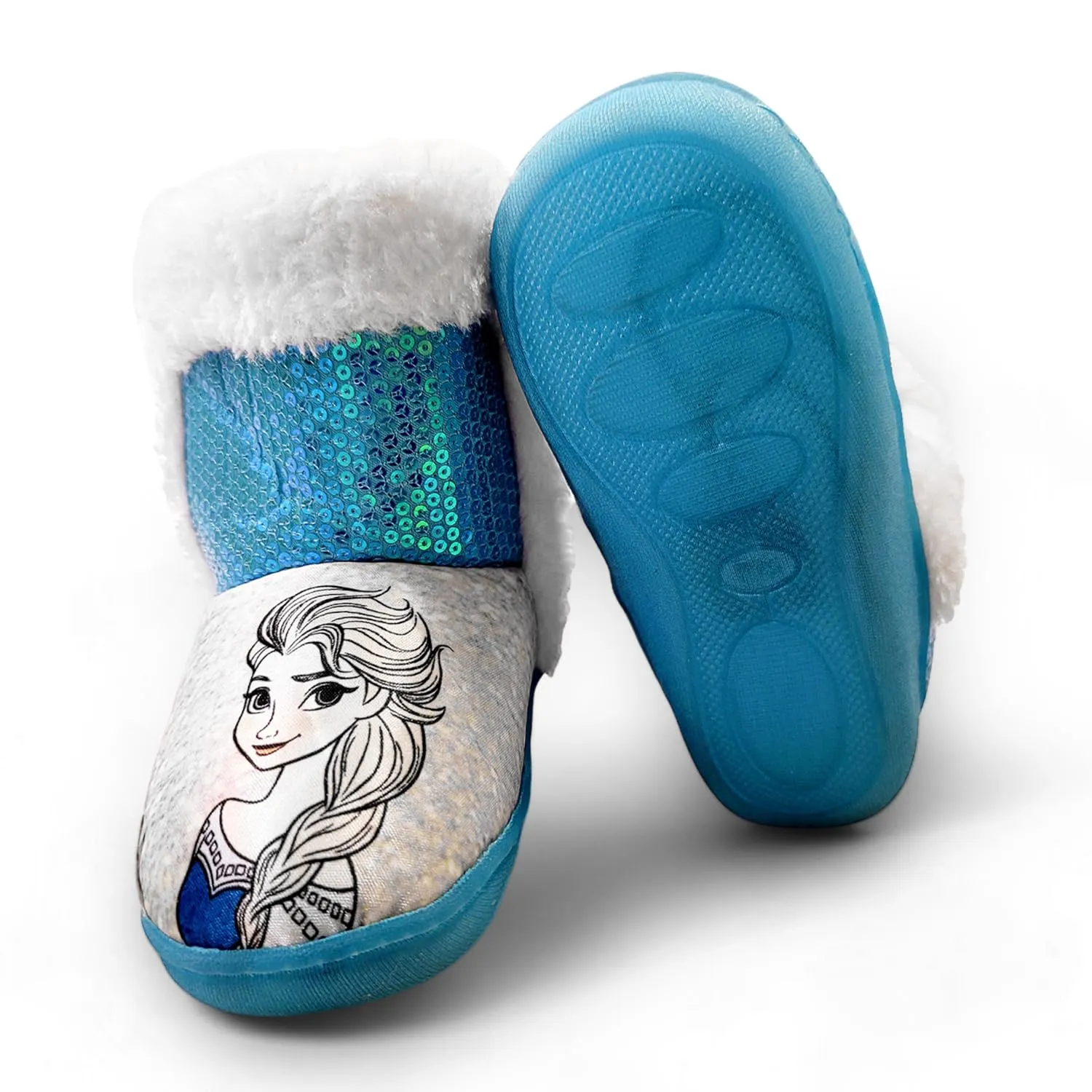 Disney Frozen Anna & Elsa Blue Girl's Lighted Slipper Boots (Toddler)