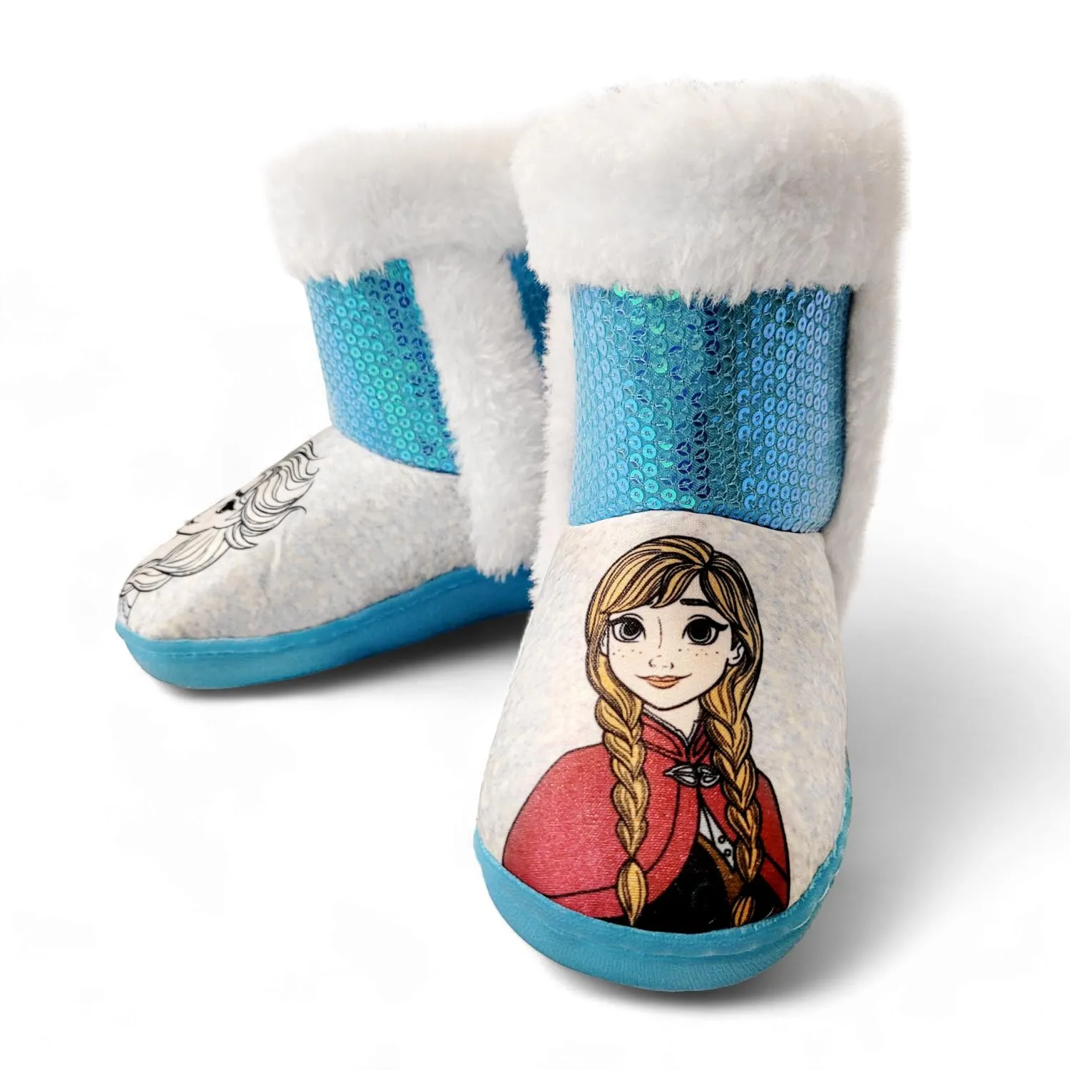 Disney Frozen Anna & Elsa Blue Girl's Lighted Slipper Boots (Toddler)