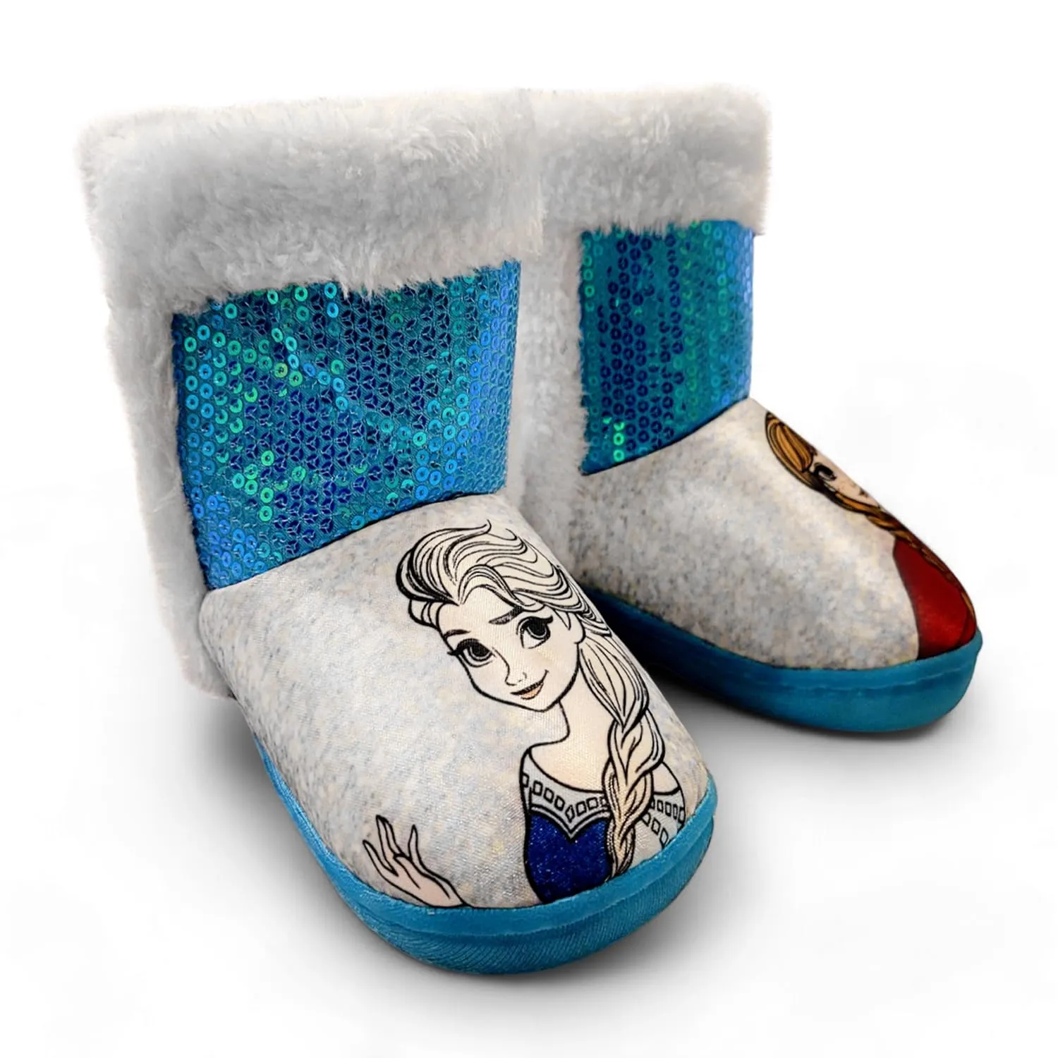 Disney Frozen Anna & Elsa Blue Girl's Lighted Slipper Boots (Toddler)