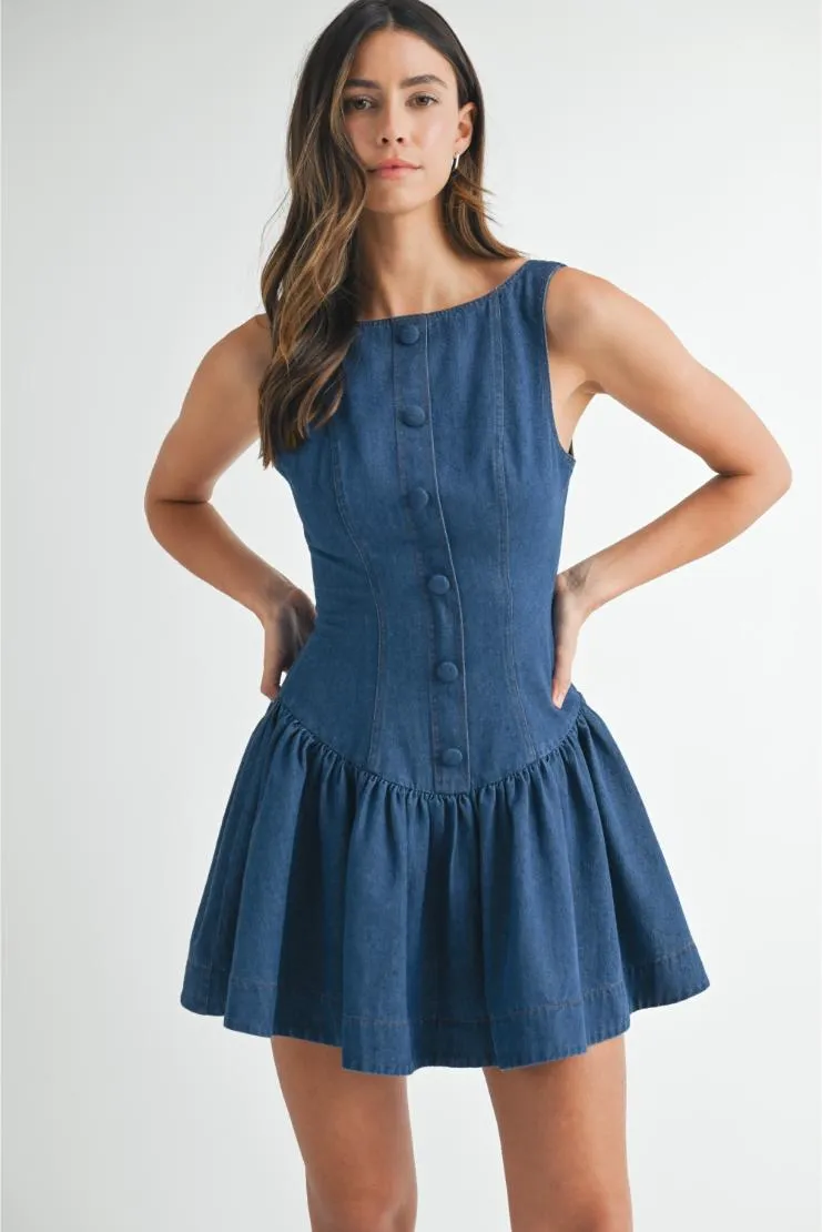Dolly Denim Low Waist Mini Dress