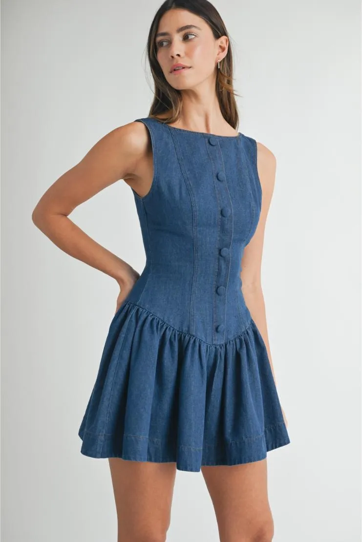 Dolly Denim Low Waist Mini Dress