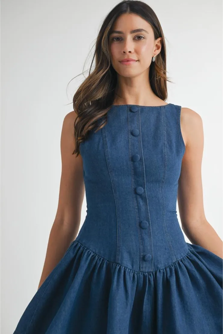Dolly Denim Low Waist Mini Dress