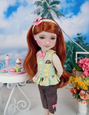 Double Scoop Cone - top & capris with shoes for Ruby Red Fashion Friends doll