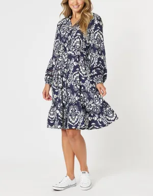 Emily Dress - Navy/White