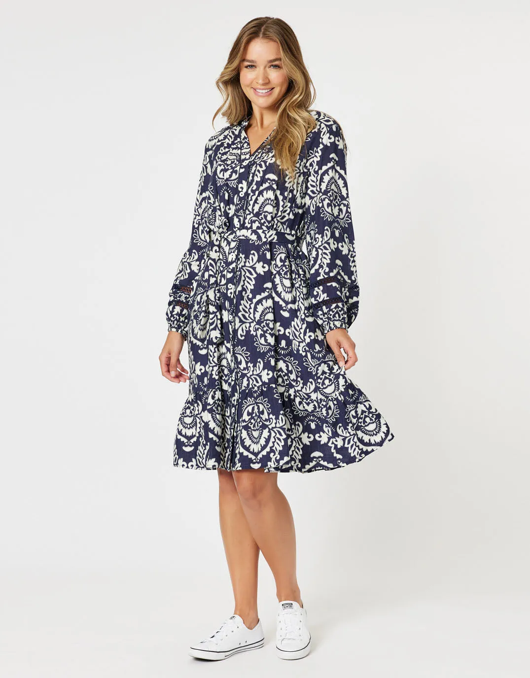 Emily Dress - Navy/White