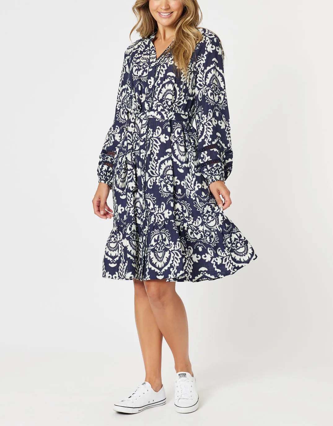 Emily Dress - Navy/White