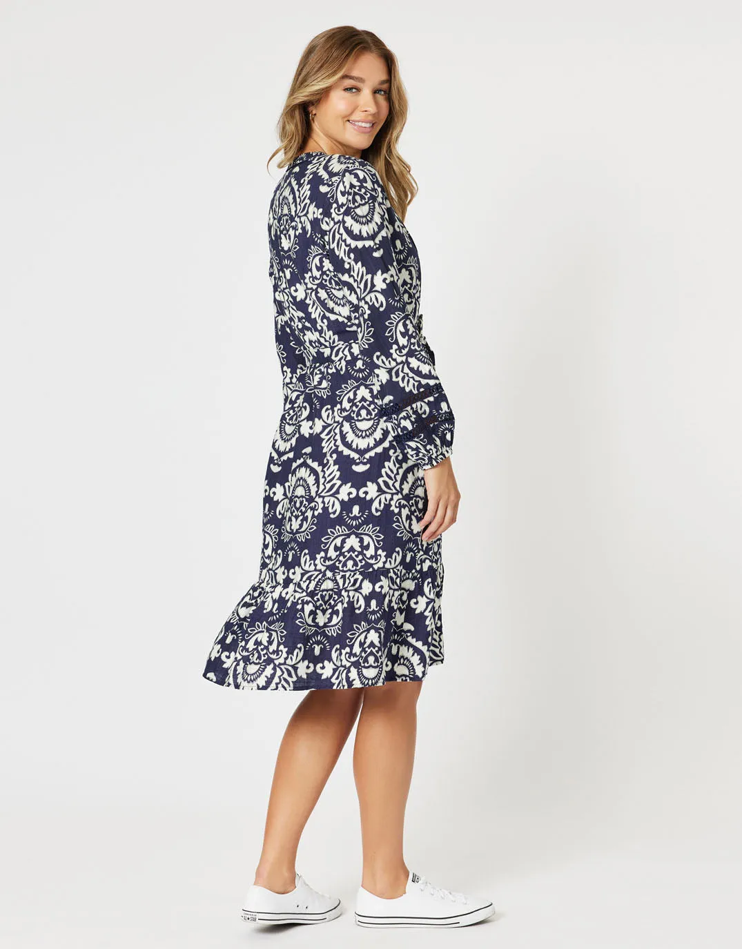 Emily Dress - Navy/White